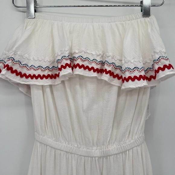 9seed Gauzy Tiered Hi-Low Strapless Maxi Dress White Swim Cover Up Size Small - Picture 2 of 11